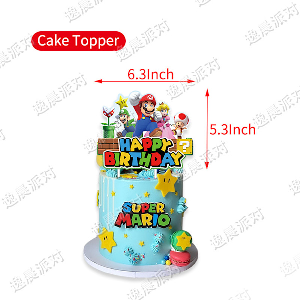 Super Mario födelsedagsfest bakgrund ballonger banner SET 1