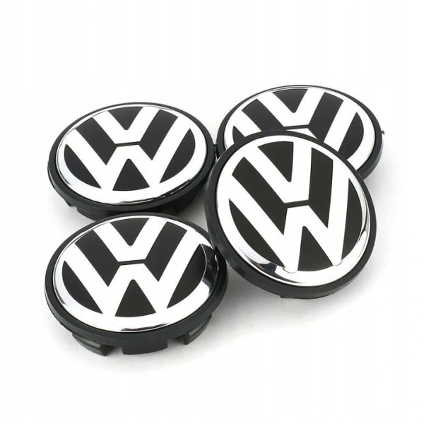 4-pak - Volkswagen VW navkapsler / navkapslemblem - Bil sølv