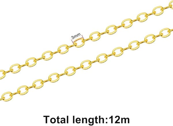 12m Smykkekæde Skabelse 2*3mm Rustfrit Stål Halskæde-FA-
