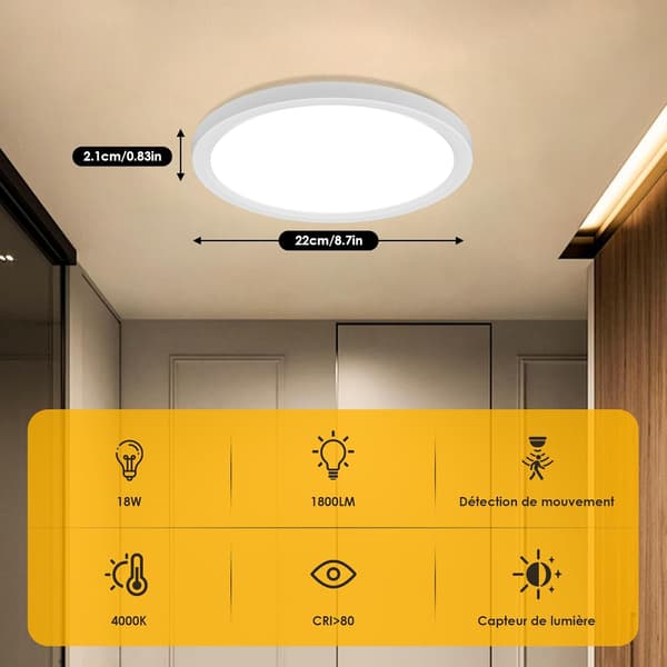 18W Bevægelsessensor LED Loftlampe, 4000K til Gange & Garager-FA-