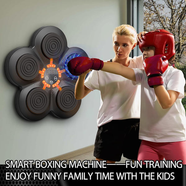 Musikalisk boxningsmaskin, bärbar väggmonterad elektronisk boxningsenhet för hemmet, smart Bluetooth-musik elektronisk boxare, boxningsgåva för barn och vuxna. A+Boxing gloves