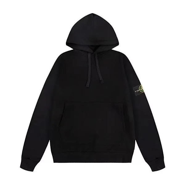 Sten Trendikäs amerikkalainen Stone Island -emblem Huppari puhtaasta puuvillasta miehille ja naisille High Street Loose Coat Hoodie musta black L