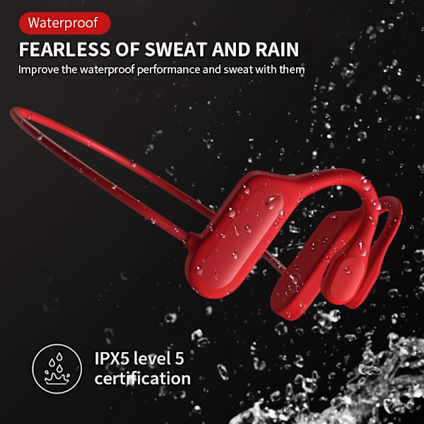 Smärtfria Open Ear Trådlösa Bluetooth Vattentäta Stereo Handsfree Bluetooth-hörlurar Black
