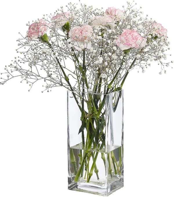 Hög Kvadratisk Vas Heminredning Blomvas Glasvas Bröllopsfest Bordsdekoration (4\"4\"10\")-FA6-