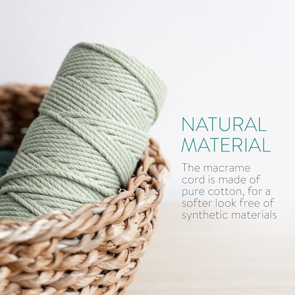 3 färger Macrame Garn, Macrame Rep 3mm X 100m Naturligt Macrame Co