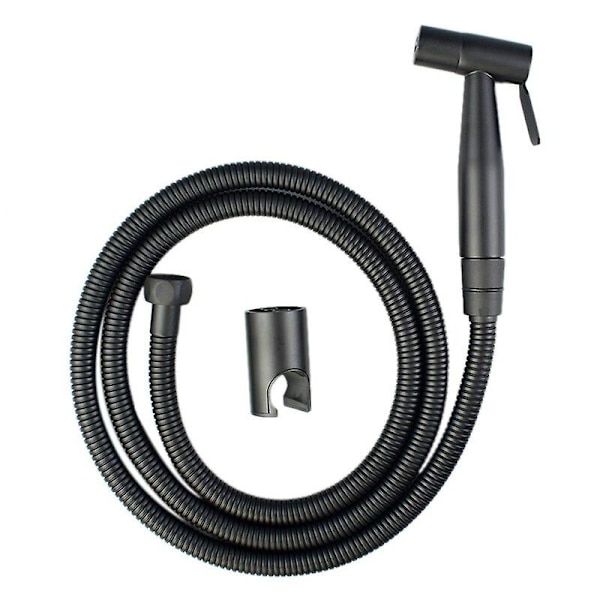 Svart håndholdt toalett-sprayer i rustfritt stål, baderoms-bidet-sprayersett med slange for dusjsprayer, vegg- eller toalettmontering