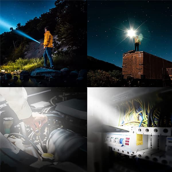 LED zoombar lommelygte med batteri og USB-kabel til vandreture-FA-