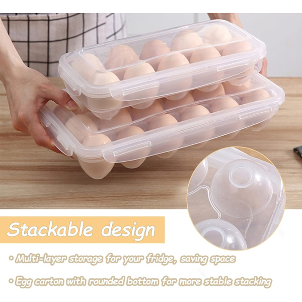 2-pack äggförvaring i plast, transparenta äggförpackningar, äggförvaring i kylskåp