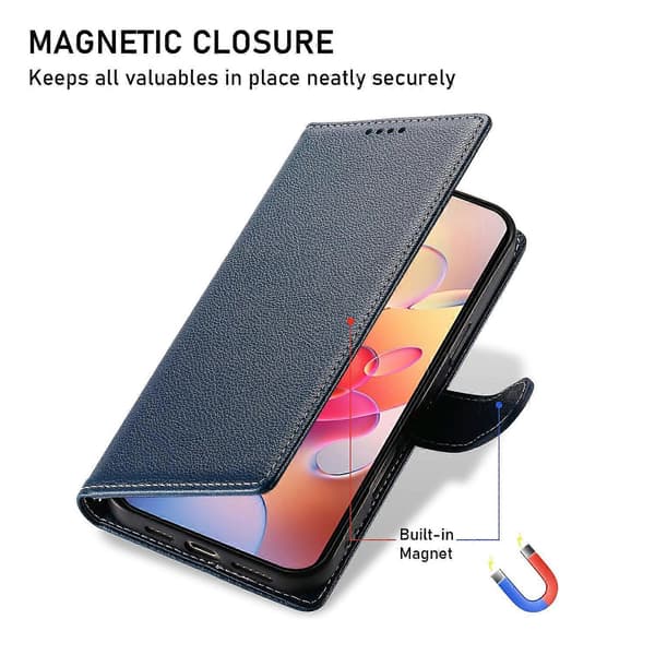 Magnetisk Læderpung Etui til Samsung Galaxy A17 5G i Mørkeblå-FA-
