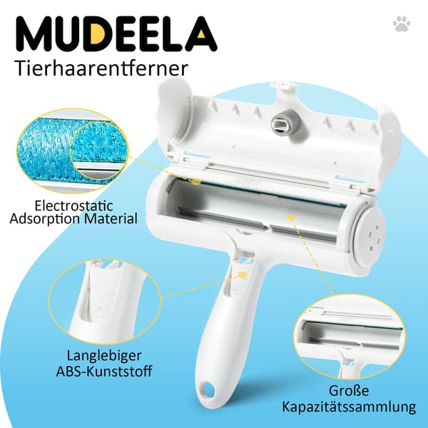 Fjerner til dyrehår - Rulle til dyrehår og kattehår, selvrensende fjerner til kattehår til tæpper, møbler, tøj, sengetøj, hvid-FA-