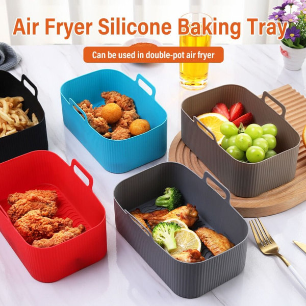 2 stk silikon gryte BBQ tallerken Pan Passer for NINJA Air Fryer black