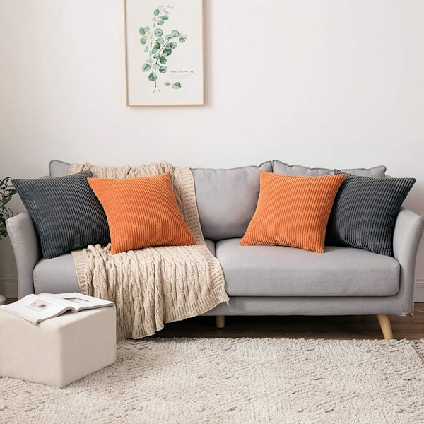 2-pak høst manchester myke ensfargede dekorative firkantede putetrekk sett putetrekk 45 x 45 cm oransje