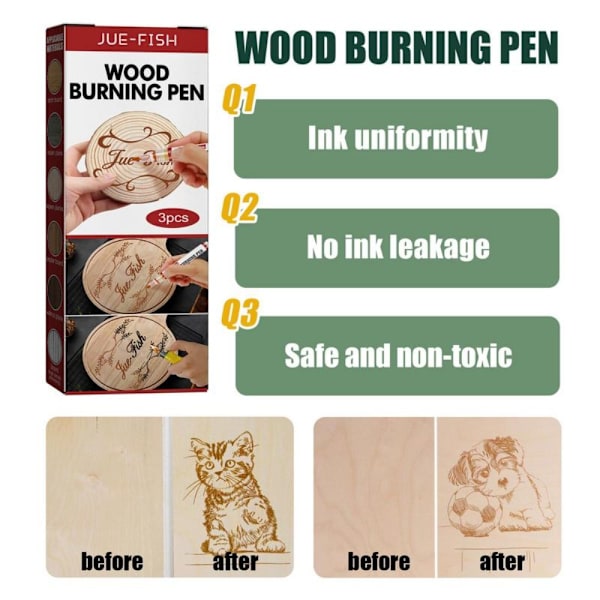 3 stk. Scorch Pen Markører til træ træ brænding pen 3pcs
