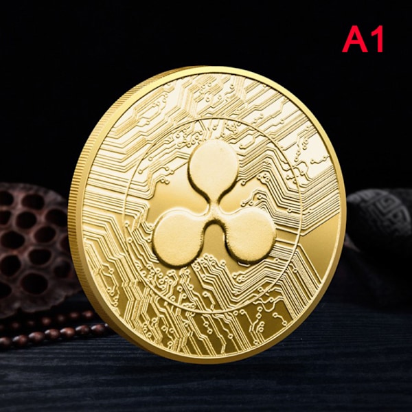 1:a Pläterad Ripple Coin XRP CRYPTO Jubileums Ripple XRP Col Gold