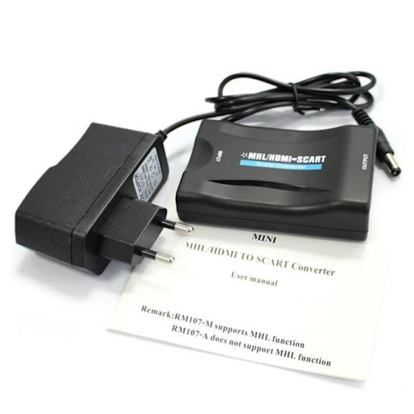 HDMI-inngang til scart-utgang Konverteradapter AV-omformer W - PAL - NTSC-bryter for telefon-TV med støtte strøm...