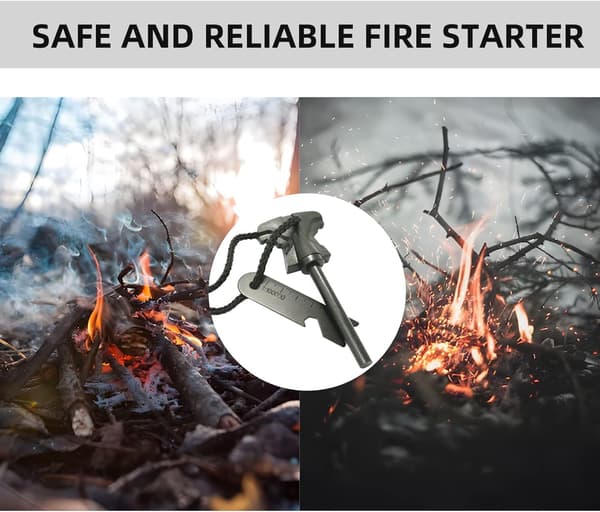 Fyrstål og magnesiumlighter, stålspatel med målestokkorketrekker-FA-