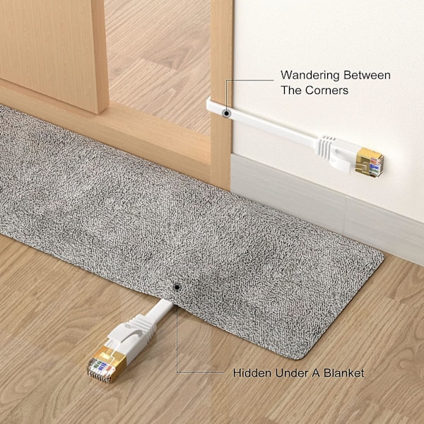 30m langt Ethernet-kabel, Cat 7 højhastigheds fladt internetkabel 30 meter netværkskabel Hvid 10gbps 600mhz Rj45-kabel 100ft Shielde