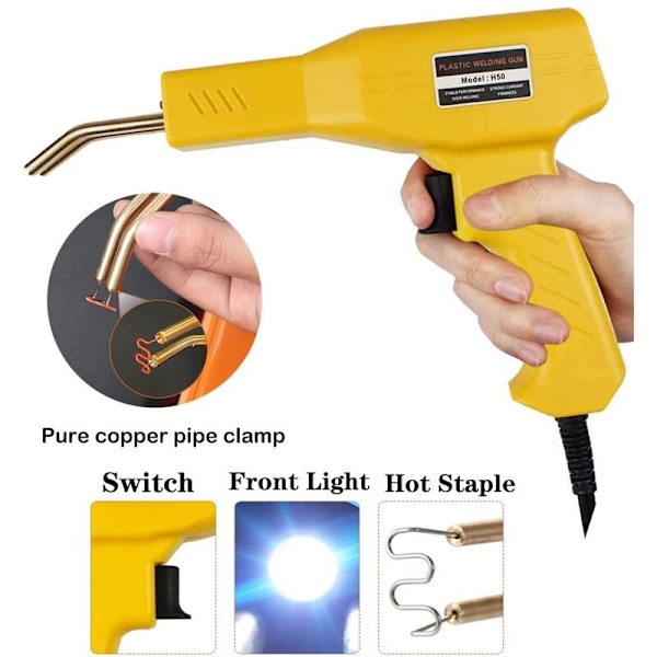 Varmepistol Plast svejser Gul kofanger Loddekol Klammer Kofanger Reparation Auto Tool Kit Varmehæfter Plast svejser