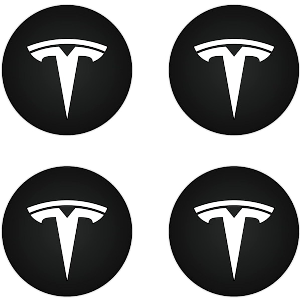 Navkapsel (4 stk) til Tesla Model Y Model 3 Modifikationsnavkapsel (Hvid/Mat Sort)