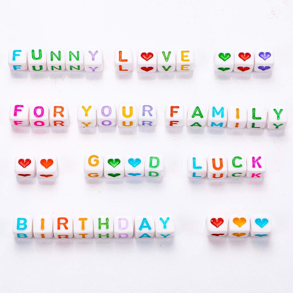 1200 stk akryl alfabet perler 6mm  DIY smykkefremstilling Typ A