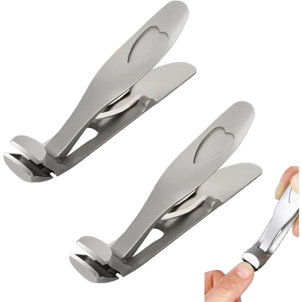 Negleklipper til Tykke Tånegle, Ergonomisk Vinklet Hoved Senior Tånegleklipper, Shirem Negleklipper Sølv Silver 2pc