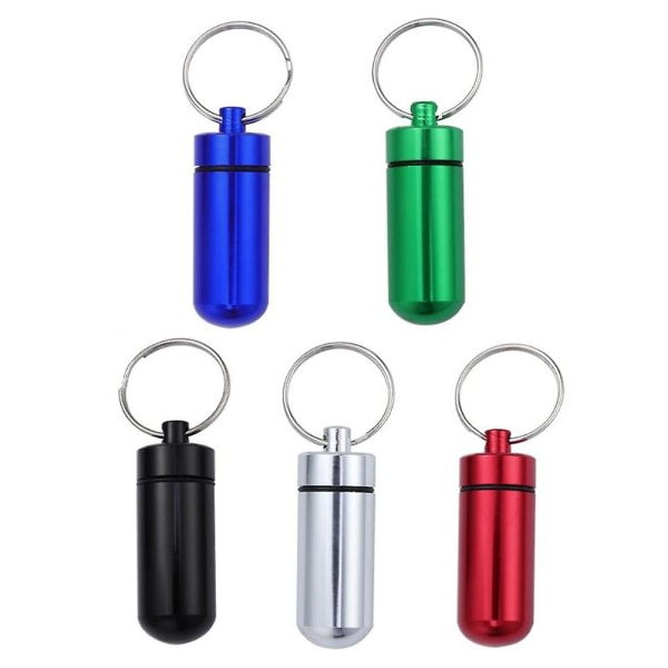 5 stk pilleflasker i aluminiumlegering, forseglet, vanntett, bærbar, mini