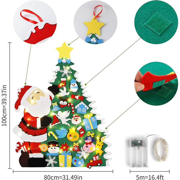 Barnens filtjulgran med ljusslinga: DIY juldekoration