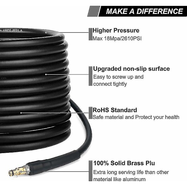 Karcher K2 K3 K4 K5 K6 K7 -painepesurin slangi - 10m - Pikaliitäntäletku messinkipäillä