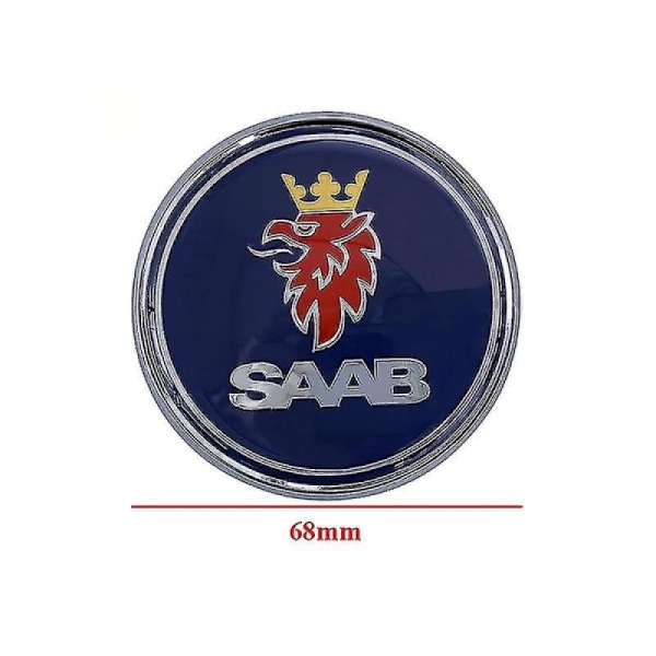 2 stk sorte Saab-logoer til motorhjelm, bagagerum og kofanger, 68 mm