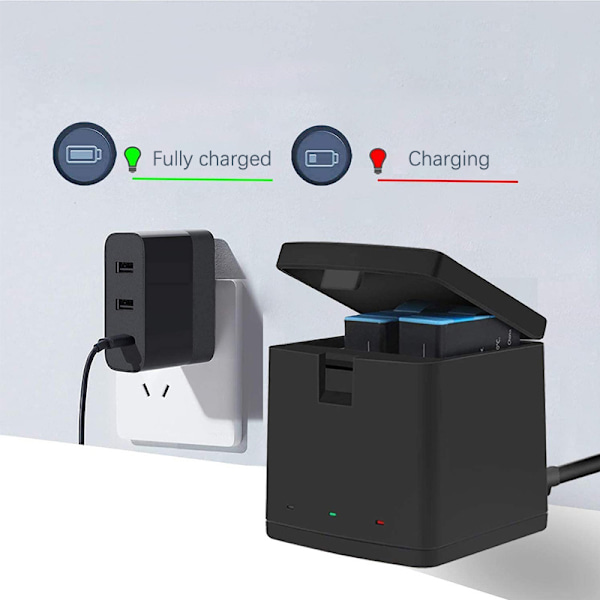 TELESIN batteri 1750 mAh för GoPro Hero 10 3-vägs LED-lampa Bat charging box