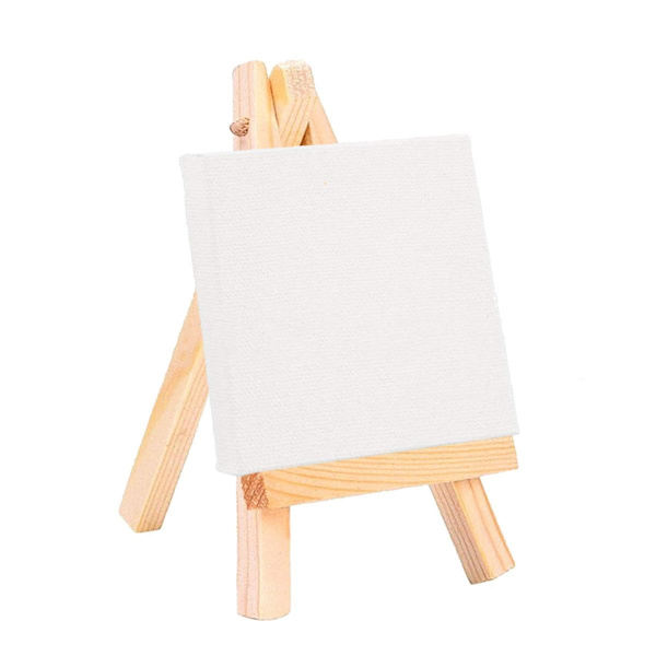 12 st Mini Stafflier för Konstnärer + 3 tum x 3 tum Mini Duk Set Måleri Barnhantverk DIY Ritning Litet Bord