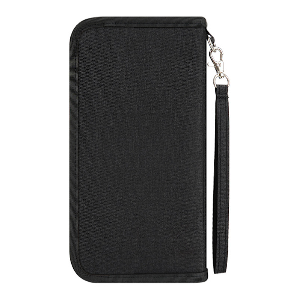 Reisepasslommebok (svart), holder for familiepass, reisedokumenter eller
