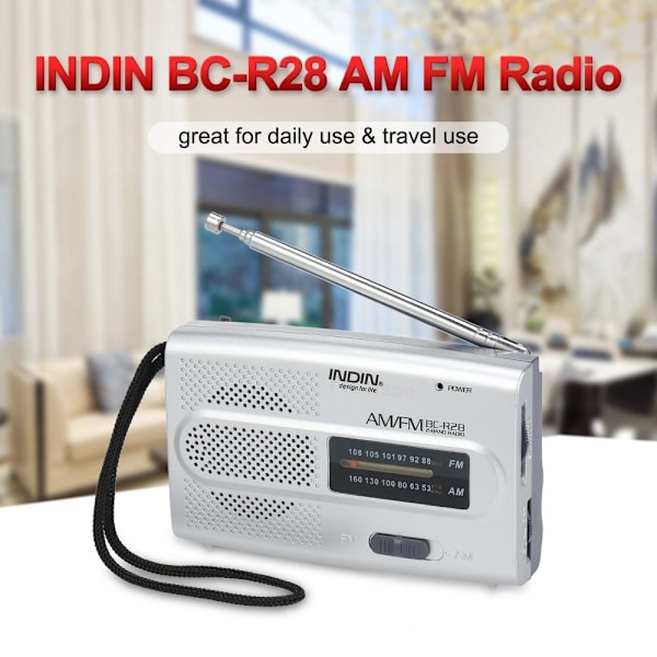 INDIN BC-R28 AM FM Kannettava taskuradio minikaiuttimella blue 150