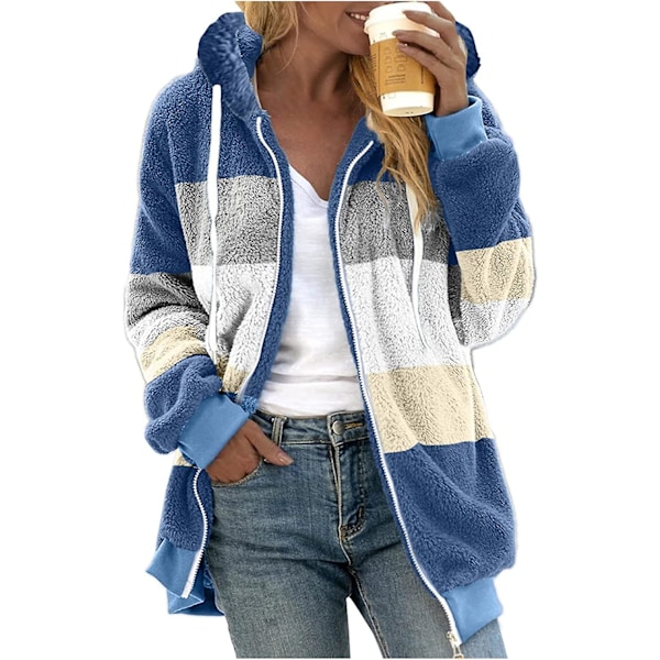 Dam Vinter Luvtröja Varm Plysch Kappa Med Zip Ficka Lös Kappa Dam Kläder Teddy Fleece Jacka Långärmad Vinterjacka Ytterkläder Streetwear X09 Blå 4XL X09 Blue