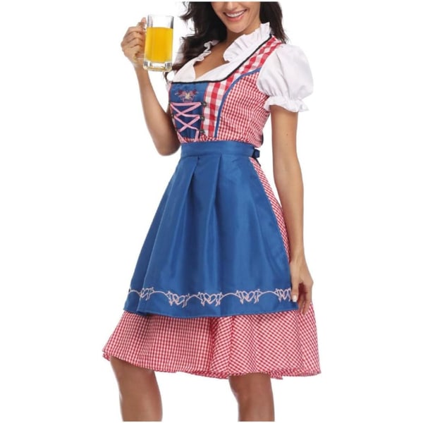 Oktoberfest ölserveringsdräkt  Bayerskt traditionellt Dirndl-klänning blå S