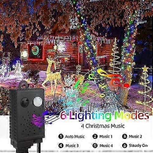 Rörelsesensor Musik Julbelysning Utomhus Inomhus, 33 meter 300 LED Julgransbelysning