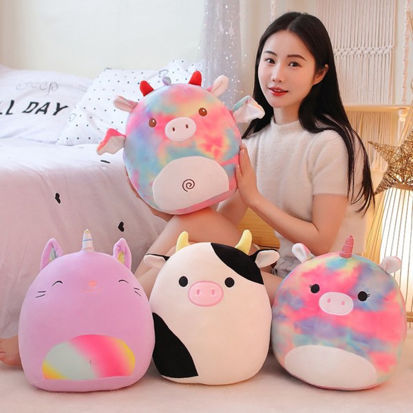 35 cm Squishmallows plyschdocka överraskningar docka husdjur Mjuk sängkudde för barn Unicorn - på lager Purple Cat