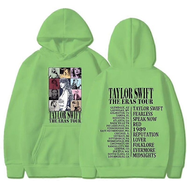 Unisex Huvtröja Taylor The Eras Tour - Pojk- och Flicksweatshirt, Midnight Album Swift Print, Dam- och Herrkläder, Huvtröja - Perfekt Grön A Green A 3XL