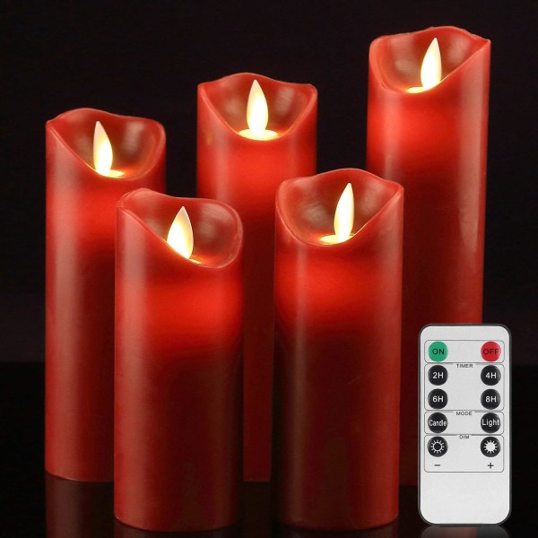 Batteriljus, 5,5\"/6\"/6,5\"/7\"/8\"Set med 5 Real Wax Not
