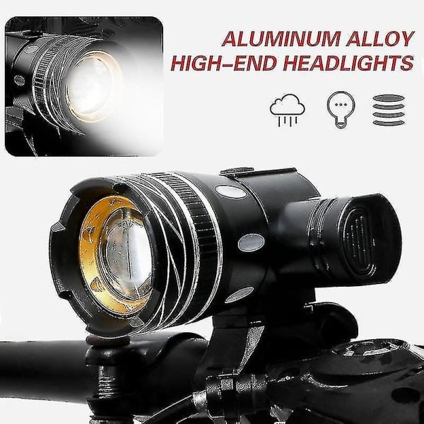 Z30 15000lm T6 LED-cykellampe/cykellys/lys USB opladbar forlygte/lommelygte vandtæt zoombar cykellampe til cykel null none