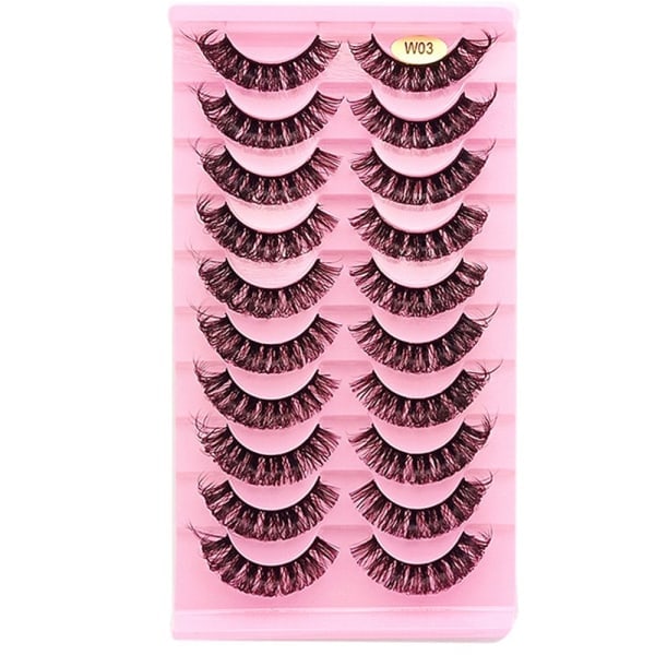 10 par Ryssland Volym DD Curl Faux Mink Lösögonfransar W03 W03