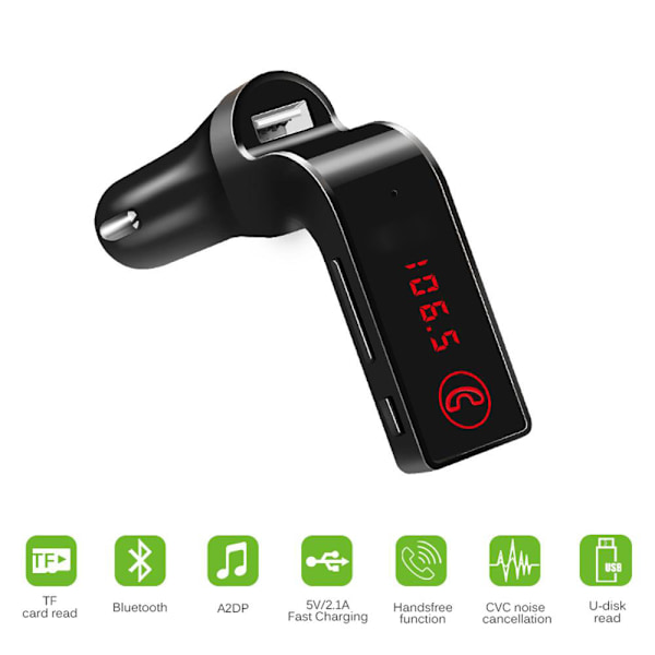 Bluetooth bil FM-transmitter MP3 USB sort Sort black one size