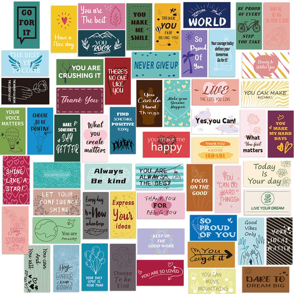 60-pack Assorted Motivational Cards - Inspiring and Friendly Mini Cards, Gratitude and Encouragement Card Set (Assorted)-FA-