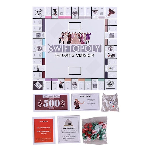 Swiftopoly Lautapeli Taylor Swift -inspiroitu Monopoli Partypeli Swifties Lahja White