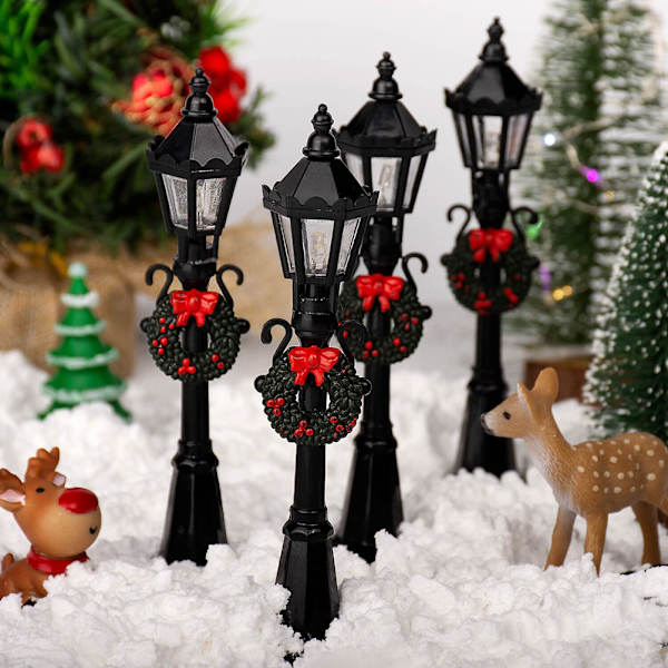 4 kpl Joulu Mini Katulamppumalleja Nukkekoti Katulamppuja Miniatyyrikylien Polku Lamppu Tolppa DIY Mikro Maisema Satu Puutarha Tarvikkeet 0.4