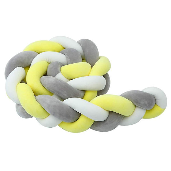 Sängin reunasuoja, vauvan puskuri sängyssä, vauvan sängyn puskuri, kudottu reunasuoja, pään suojaus, koriste lastensänkyyn (harmaa, 100 cm) Valkoinen*Keltainen*Harmaa White*Yellow*Grey 200cm
