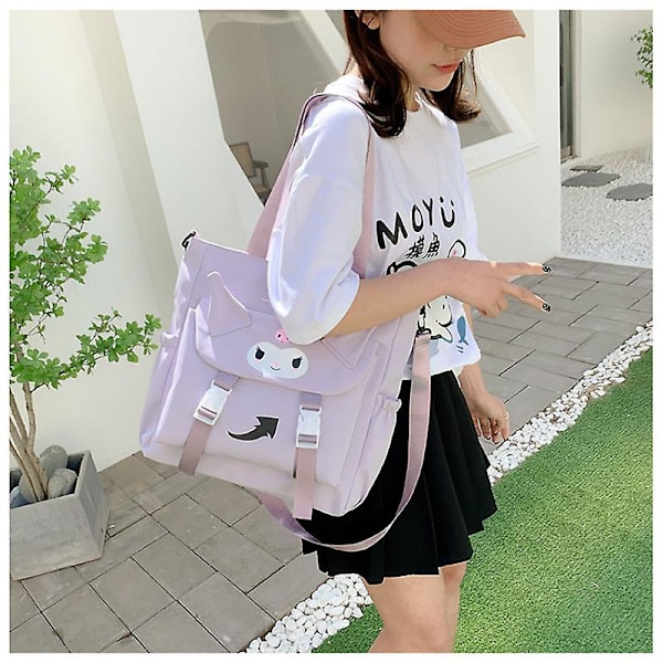 Sanrio Kuromi Kawaii axelväska Cinnamoroll tecknad handväska resväska crossbody väska mode Oxford tygväska datorväska