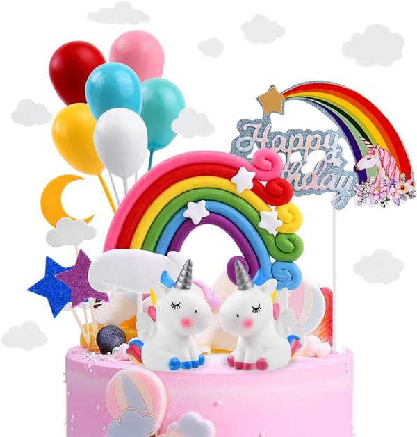 3D enhörningsdocka cupcake topper (2 st 5,5*8,5 cm), cupcake toppers-FA-