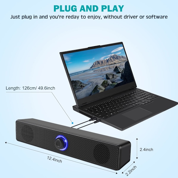 Datorhögtalare, USB-drivna PC-högtalare Trådbundna Stereo Desktop-högtalare för dator, stationär, bärbar dator, PC, pad, mobiltelefon Bluetooth Model