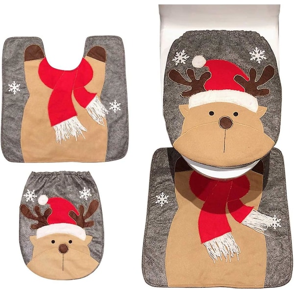 Christmas Decoration Santa Claus Toilet Seat Cover and Rug